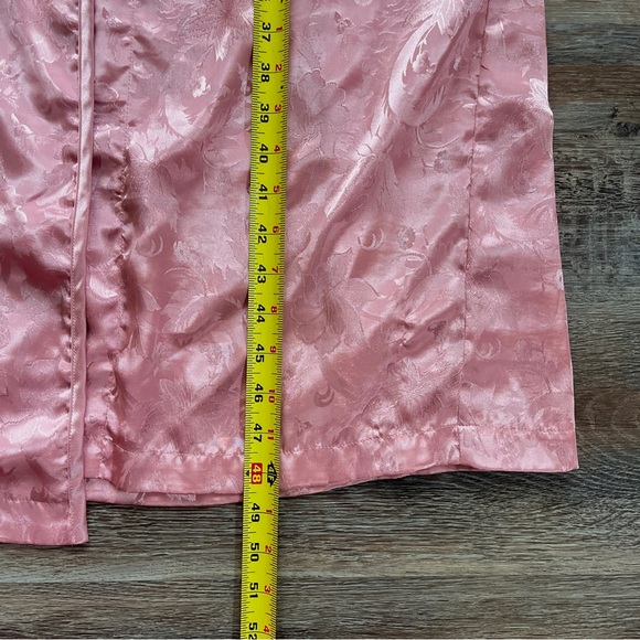 Vintage Victoria's Secret Gold Label Rose Pink Satin Floral Full Length Robe - Picture 12 of 15